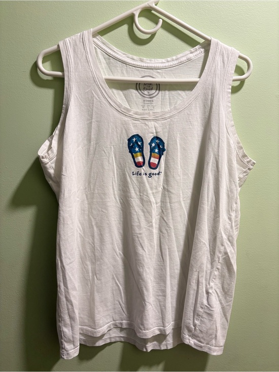 Life Is Good Tops - Life Is Good White Women's Classic Fit Tank with Logo